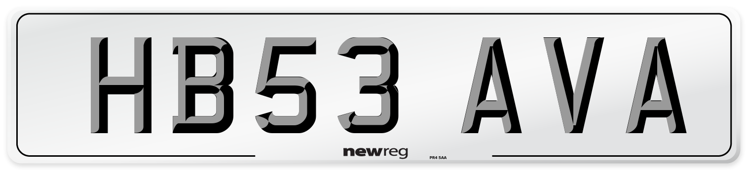 HB53 AVA Number Plate from New Reg